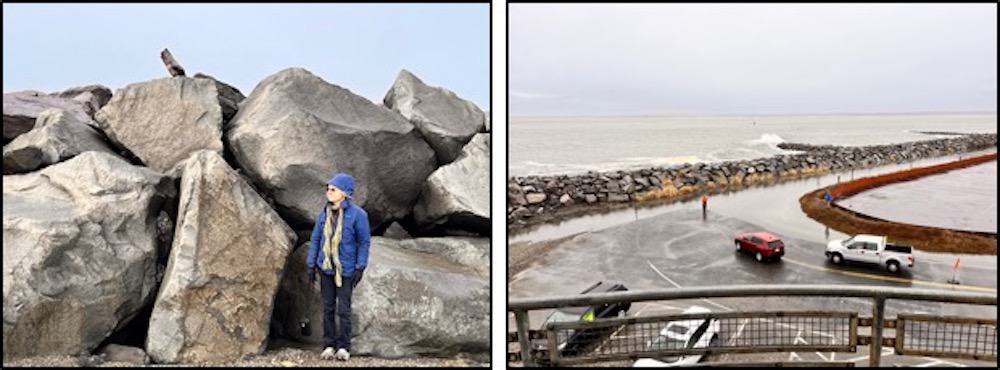 Rock jetties and coastal flooding at Westport, WA