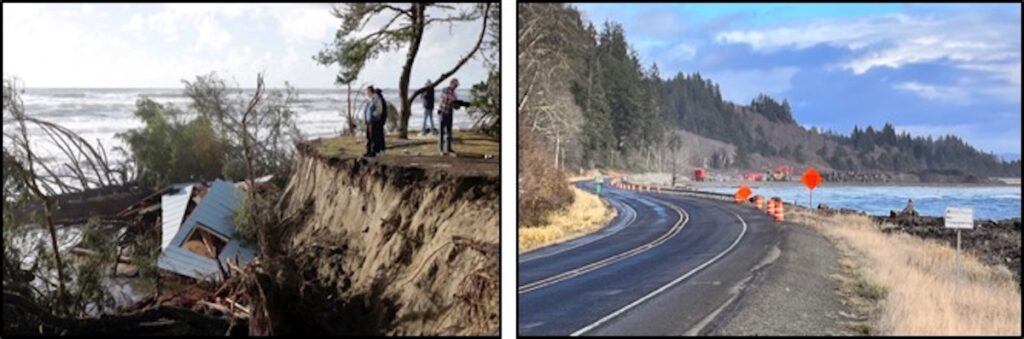 Erosion damage at North Cove and Washaway Beach