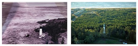 Westport Lighthouse in early 1950s and 1970s.